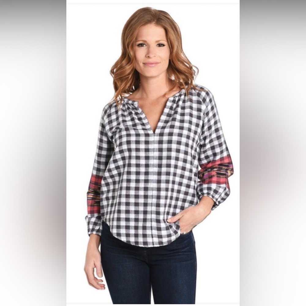 New Roller Rabbit Women’s Lucy Top Blouse Checkered Size XS